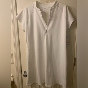 Z By Zella 1/4 Zip Sport Dress Size XL Tennis Active White Short Sleeve Mini NWT